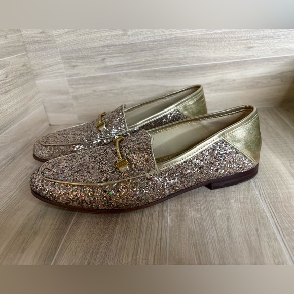 Sam Edelman Women's Loraine Glitter Gold Leather Loafers Sz 6.5 - Picture 7 of 12